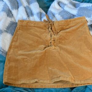 SO Tan A-line Mini Skirt with Tie Front